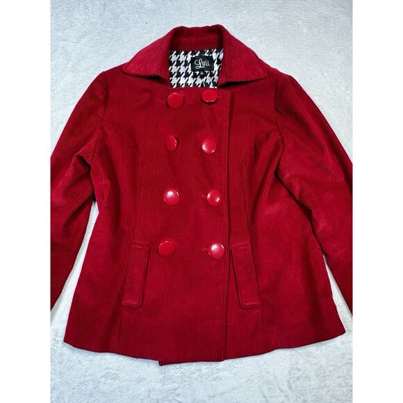 Vintage Anthropolog Luii Red Corduroy Peacoat XL Dble Breasted Retro Mod Jacket - Picture 2 of 8